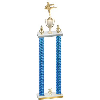 Double Blue Carbon Fiber Year Karate Trophy
