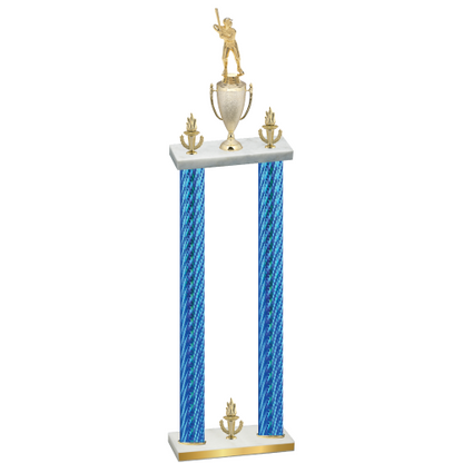Double Blue Carbon Fiber Victory Baseball Trophy