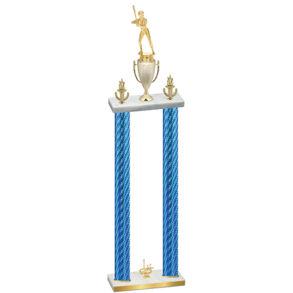 Double Blue Carbon Fiber First Place Softball Trophy