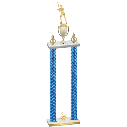 Double Blue Carbon Fiber Second Place Softball Trophy