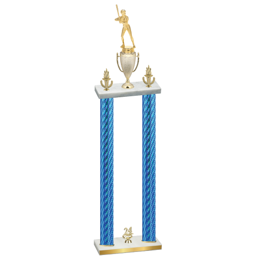 Double Blue Carbon Fiber Year Softball Trophy