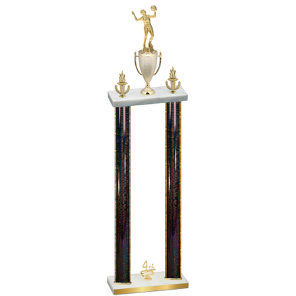 Double Black Glacier Fourth Place Volleyball Trophy