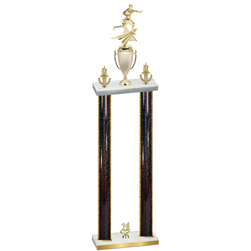 Double Black Glacier Year Flag Football Trophy