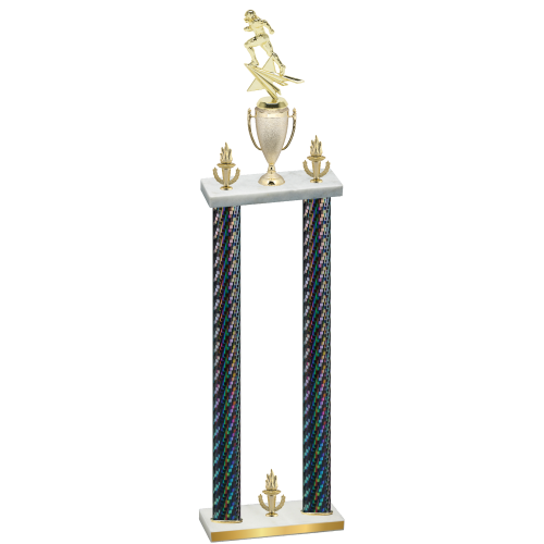 Double Black Carbon Fiber Victory Football Trophy