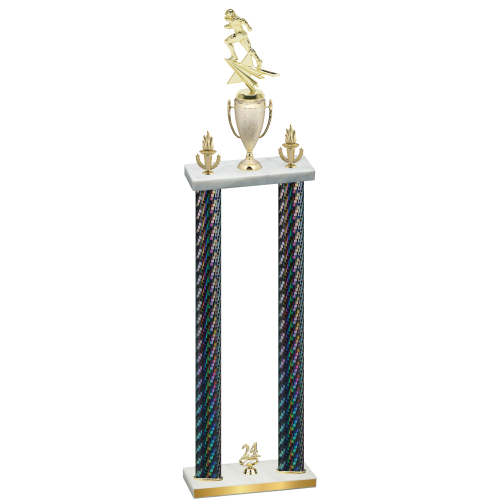 Double Black Carbon Fiber Year Football Trophy