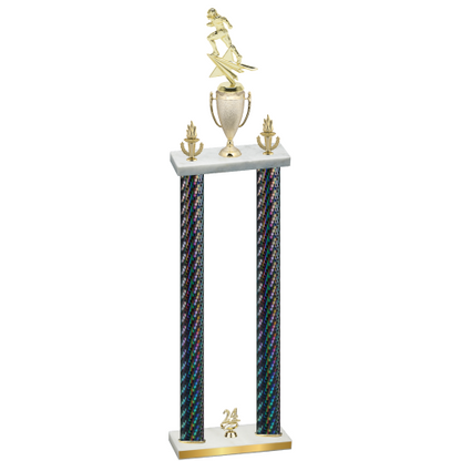 Double Black Carbon Fiber Year Football Trophy