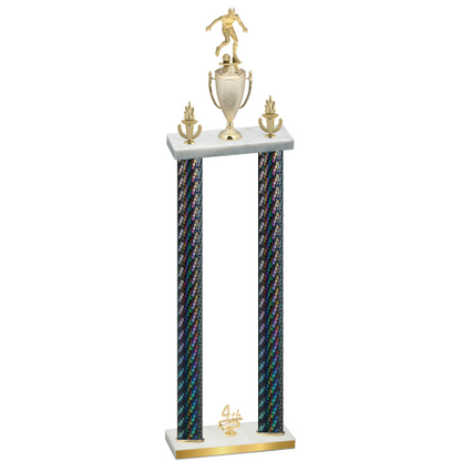 Double Black Carbon Fiber Fourth Place Soccer Trophy