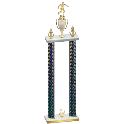 Double Black Carbon Fiber Second Place Soccer Trophy