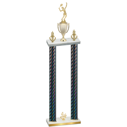 Double Black Carbon Fiber Fourth Place Tennis Trophy