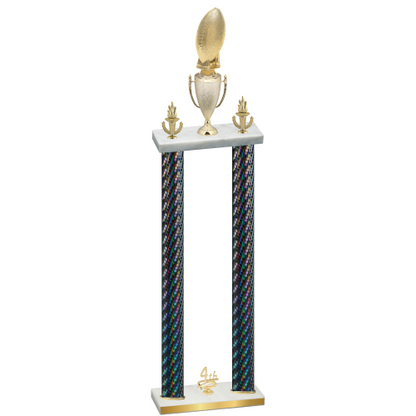Double Black Carbon Fiber Fourth Place Football Trophy