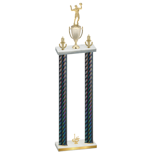 Double Black Carbon Fiber First Place Volleyball Trophy