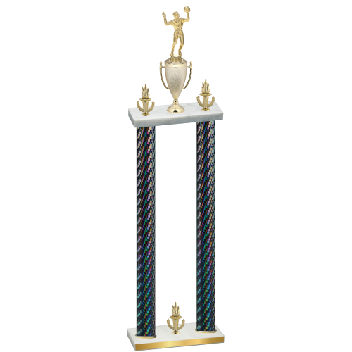 Double Black Carbon Fiber Victory Volleyball Trophy