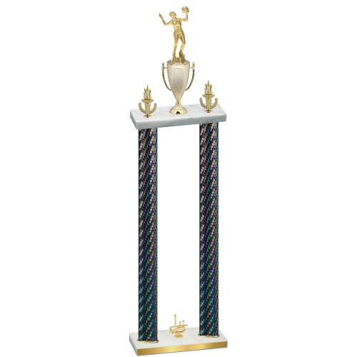 Double Black Carbon Fiber First Place Volleyball Trophy