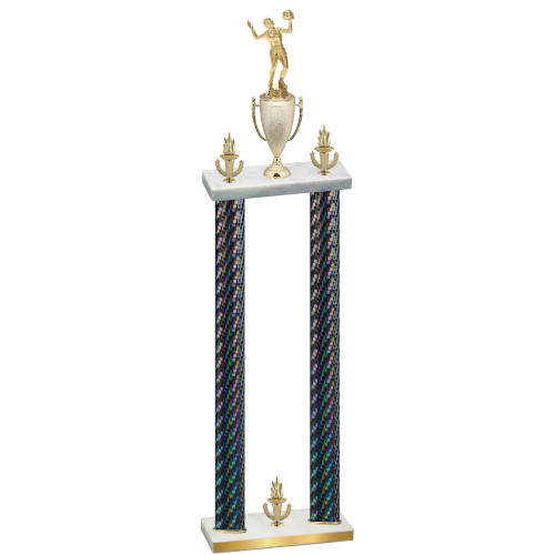 Double Black Carbon Fiber Victory Volleyball Trophy