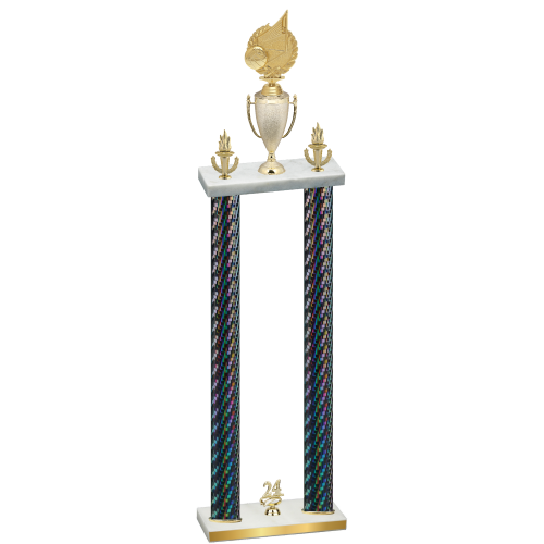 Double Black Carbon Fiber Year Volleyball Trophy