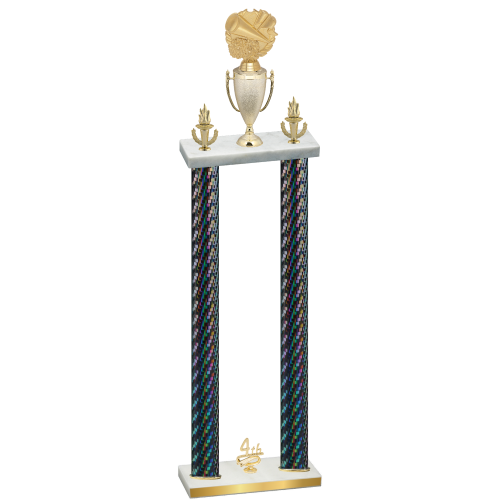 Double Black Carbon Fiber Fourth Place Cheerleading Trophy