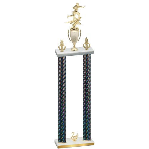 Double Black Carbon Fiber Second Place Flag Football Trophy