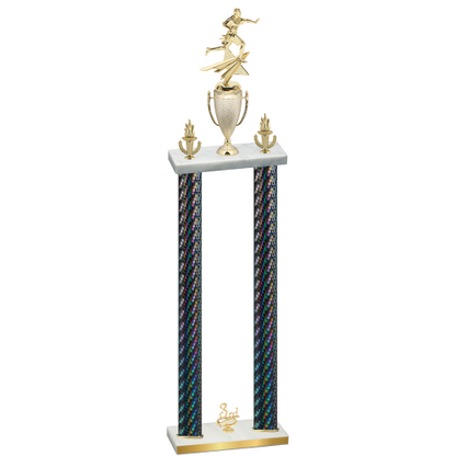 Double Black Carbon Fiber Third Place Flag Football Trophy