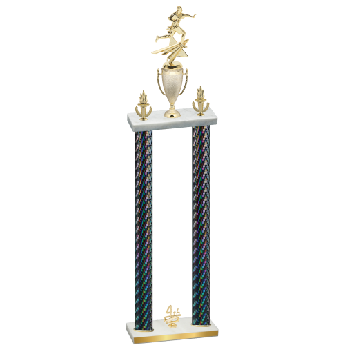 Double Black Carbon Fiber Fourth Place Flag Football Trophy
