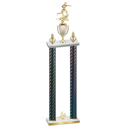 Double Black Carbon Fiber Fourth Place Flag Football Trophy