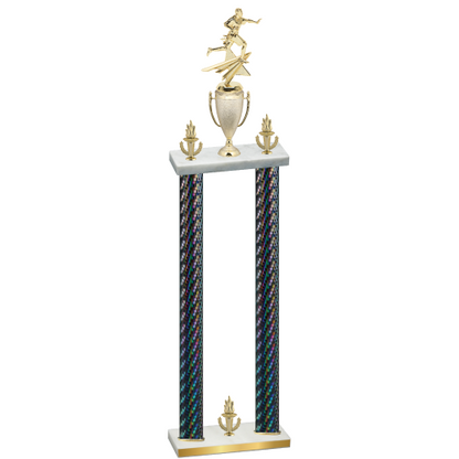 Double Black Carbon Fiber Victory Flag Football Trophy