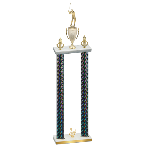 Double Black Carbon Fiber Third Place Golf Trophy