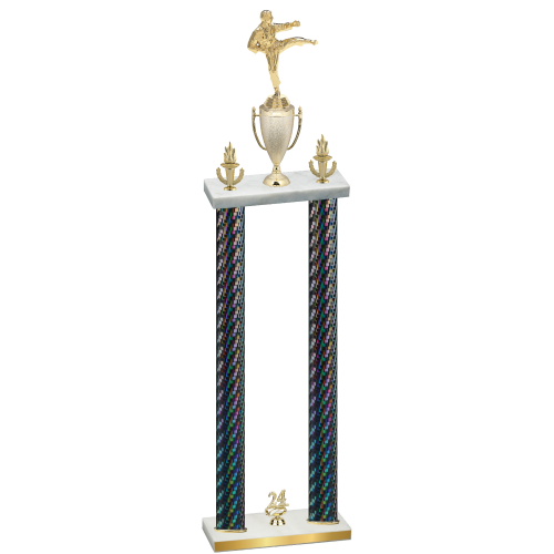 Double Black Carbon Fiber Year Karate Trophy
