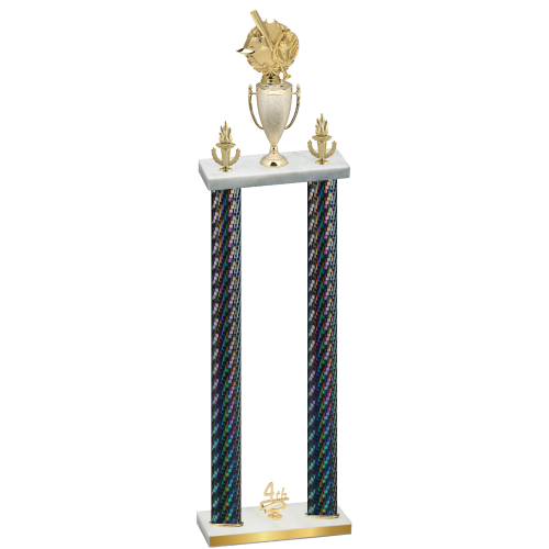 Double Black Carbon Fiber Fourth Place Baseball Trophy