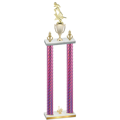 Double Pink Carbon Fiber First Place Football Trophy