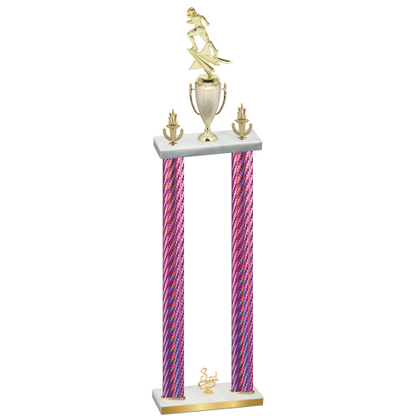 Double Pink Carbon Fiber Third Place Football Trophy