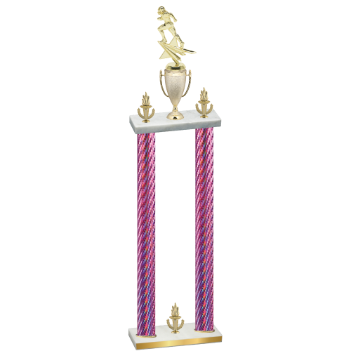 Double Pink Carbon Fiber Victory Football Trophy