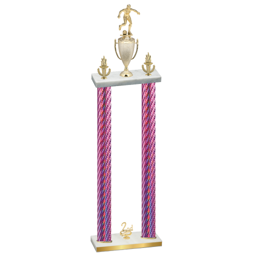 Double Pink Carbon Fiber Second Place Soccer Trophy