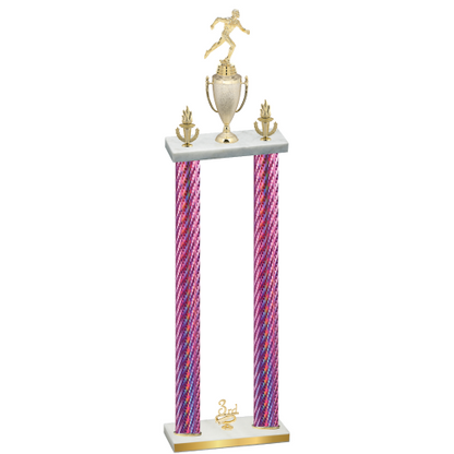 Double Pink Carbon Fiber Third Place Running Trophy