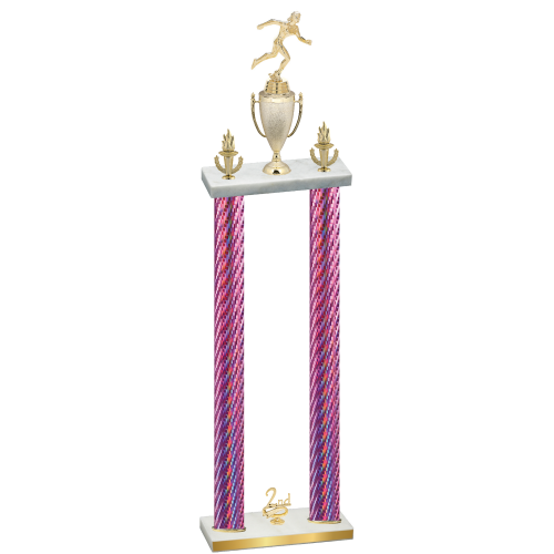 Double Pink Carbon Fiber Second Place Running Trophy