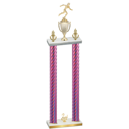 Double Pink Carbon Fiber Second Place Running Trophy