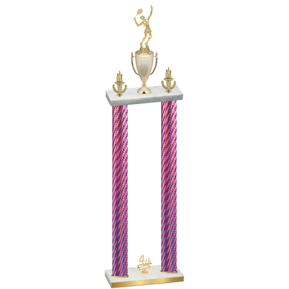 Double Pink Carbon Fiber Fourth Place Tennis Trophy