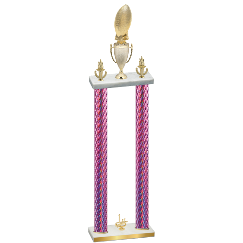 Double Pink Carbon Fiber First Place Football Trophy
