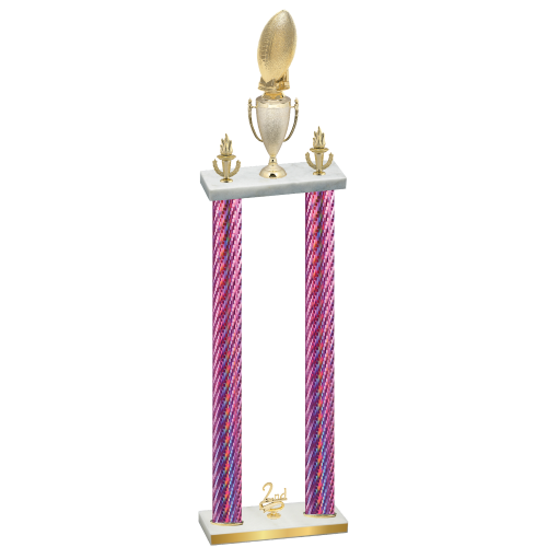 Double Pink Carbon Fiber Second Place Football Trophy