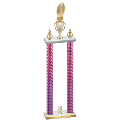 Double Pink Carbon Fiber Year Football Trophy