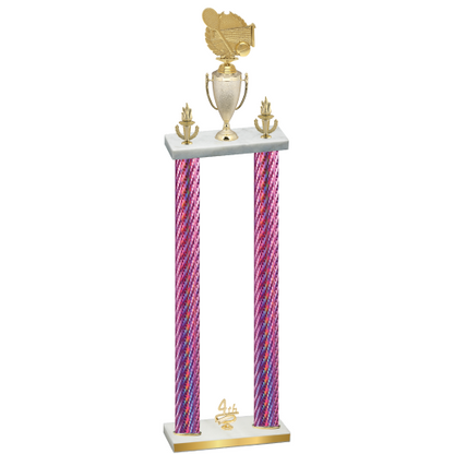 Double Pink Carbon Fiber Fourth Place Tennis Trophy