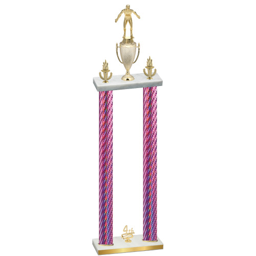 Double Pink Carbon Fiber Fourth Place Wrestling Trophy