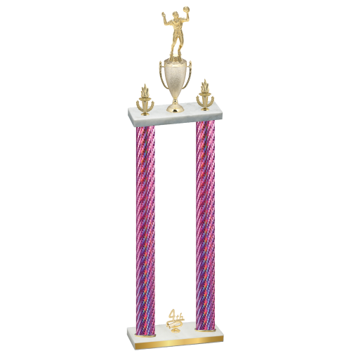 Double Pink Carbon Fiber Fourth Place Volleyball Trophy