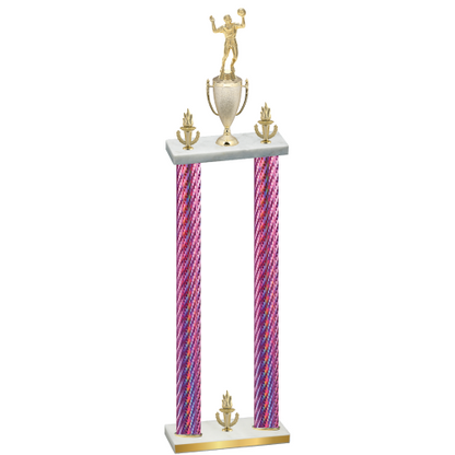 Double Pink Carbon Fiber Victory Volleyball Trophy