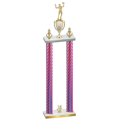 Double Pink Carbon Fiber Year Volleyball Trophy