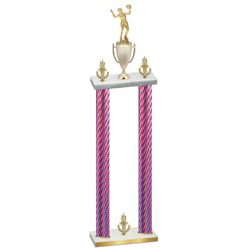 Double Pink Carbon Fiber Victory Volleyball Trophy