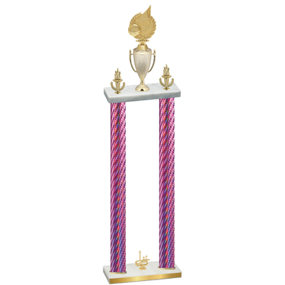 Double Pink Carbon Fiber First Place Volleyball Trophy