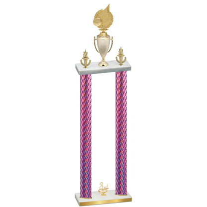 Double Pink Carbon Fiber Third Place Volleyball Trophy