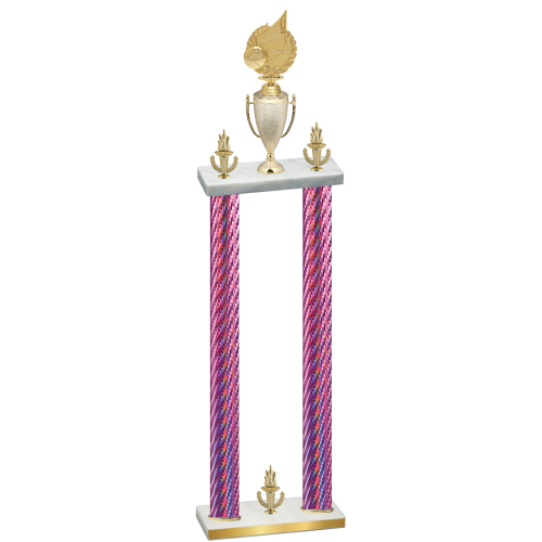Double Pink Carbon Fiber Victory Volleyball Trophy