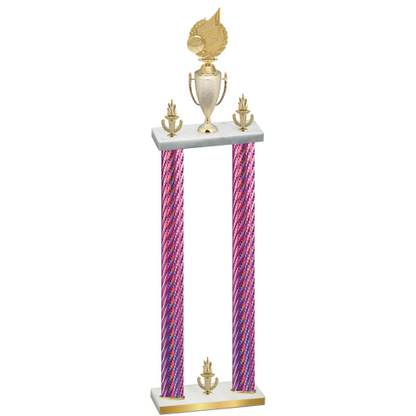 Double Pink Carbon Fiber Victory Volleyball Trophy