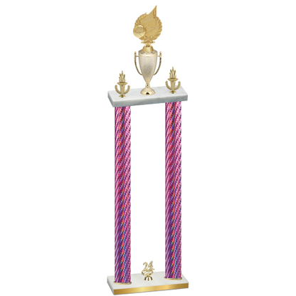 Double Pink Carbon Fiber Year Volleyball Trophy